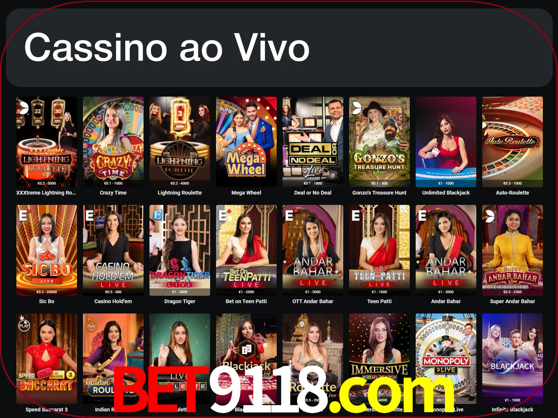 Jogue jogos de cassino com um verdadeiro dealer.